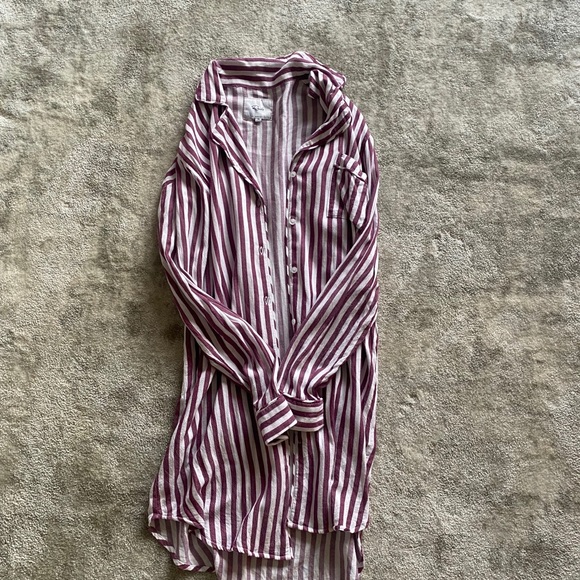 Rails maroon and white striped pajama shirt - Picture 1 of 4